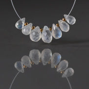 4x8mm Rainbow Moonstone Beads - Faceted Drops Natural Gemstone 7 Pcs