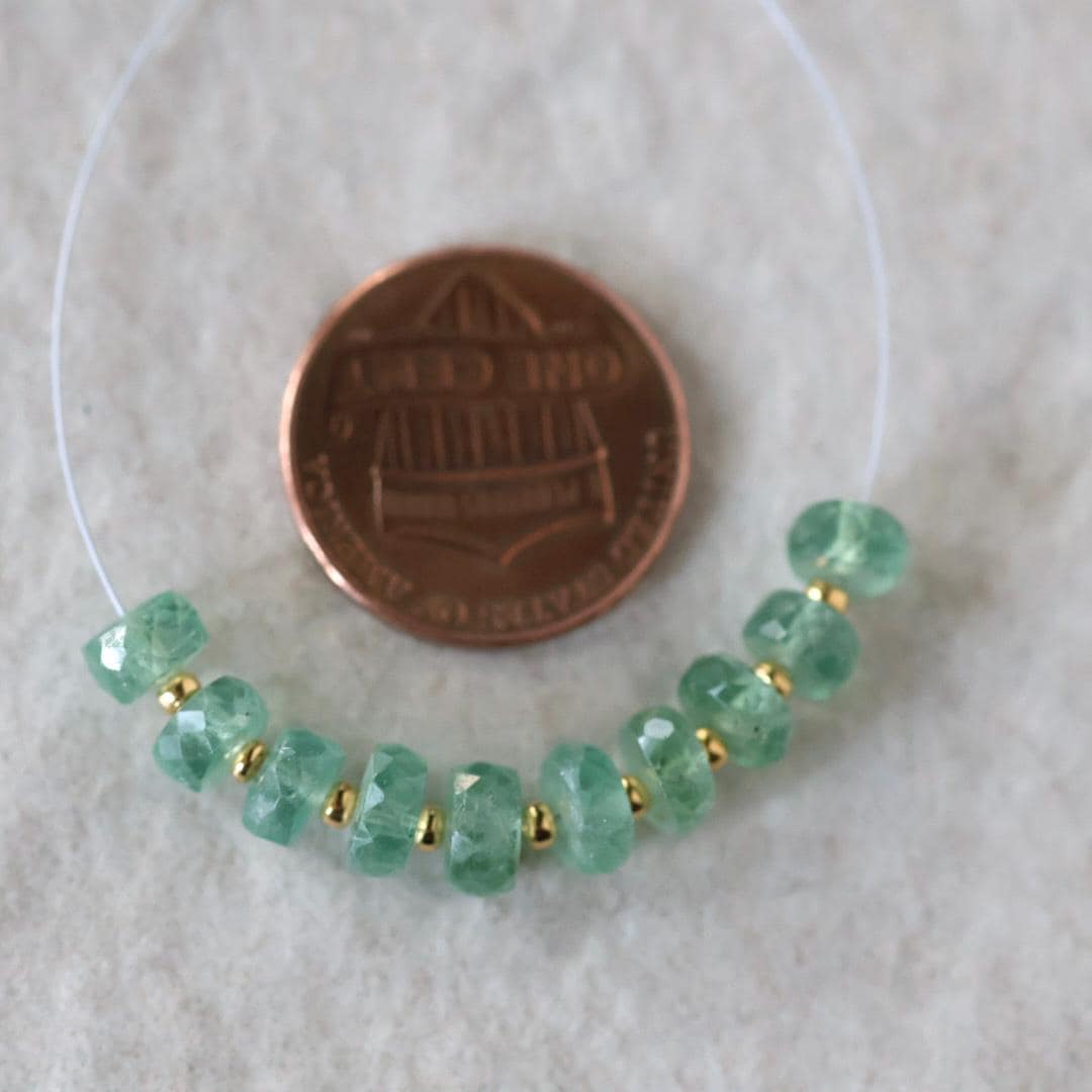 5mm Green Kyanite Beads - Faceted Rondelle Natural Gemstone 10 Pcs