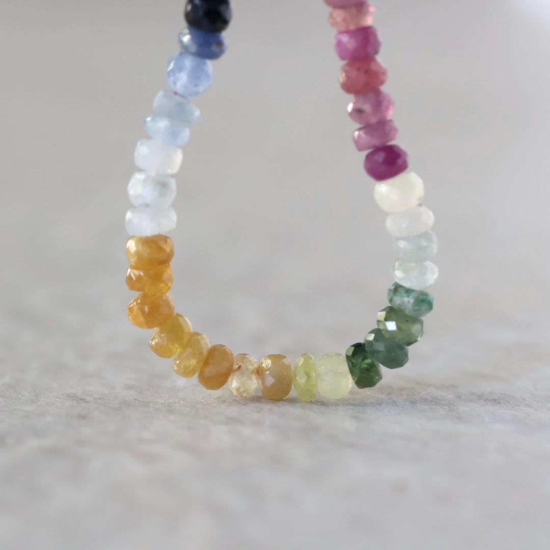 5.5mm AAA Multi Sapphire Beads Faceted Rondelle Colorful Sapphire Natural Gemstone for DIY Jewelry Making Supplies