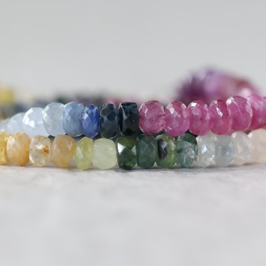 5.5mm AAA Multi Sapphire Beads Faceted Rondelle Colorful Sapphire Natural Gemstone for DIY Jewelry Making Supplies