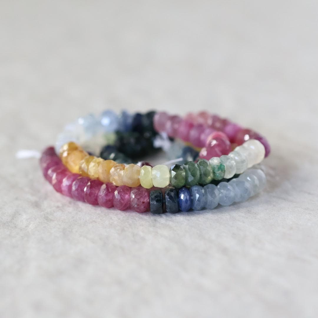 5.5mm AAA Multi Sapphire Beads Faceted Rondelle Colorful Sapphire Natural Gemstone for DIY Jewelry Making Supplies