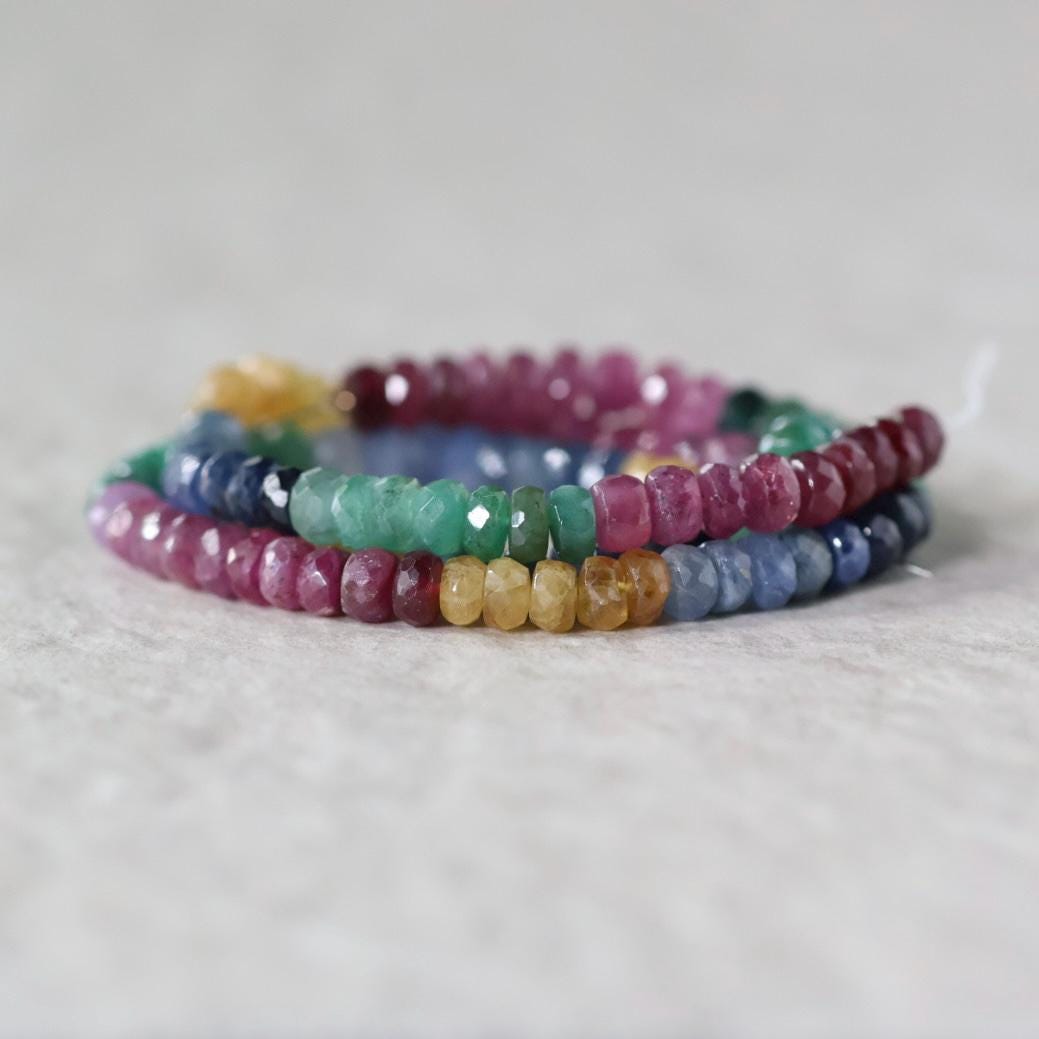 5.5mm AAA Multi Sapphire Beads Faceted Rondelle Colorful Sapphire Natural Gemstone for DIY Jewelry Making Supplies
