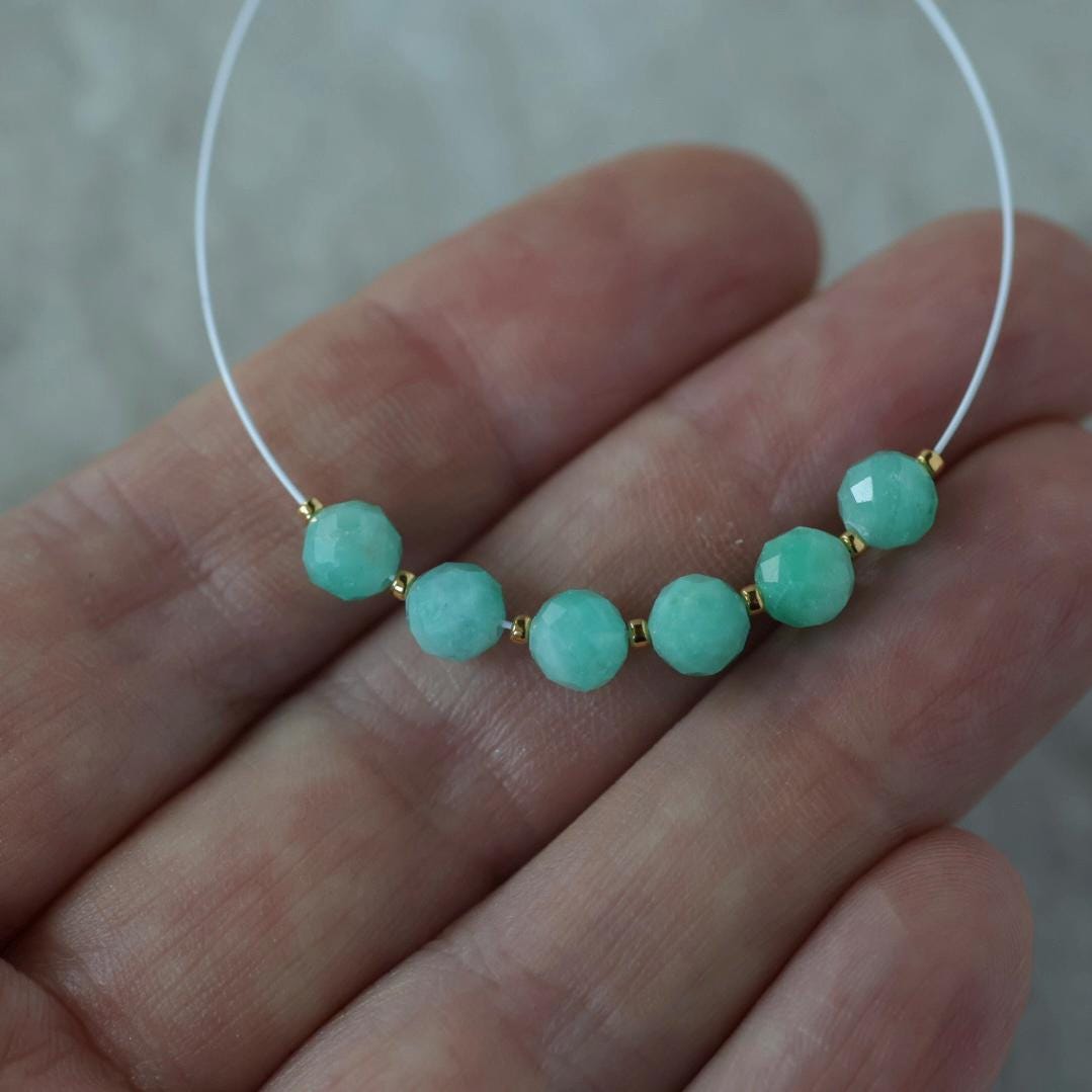 5.5mm AAA Natural Russian Emerald Beads Faceted Round 6 PCs Raw Emerald Genuine Gemstone for DIY Jewelry Making