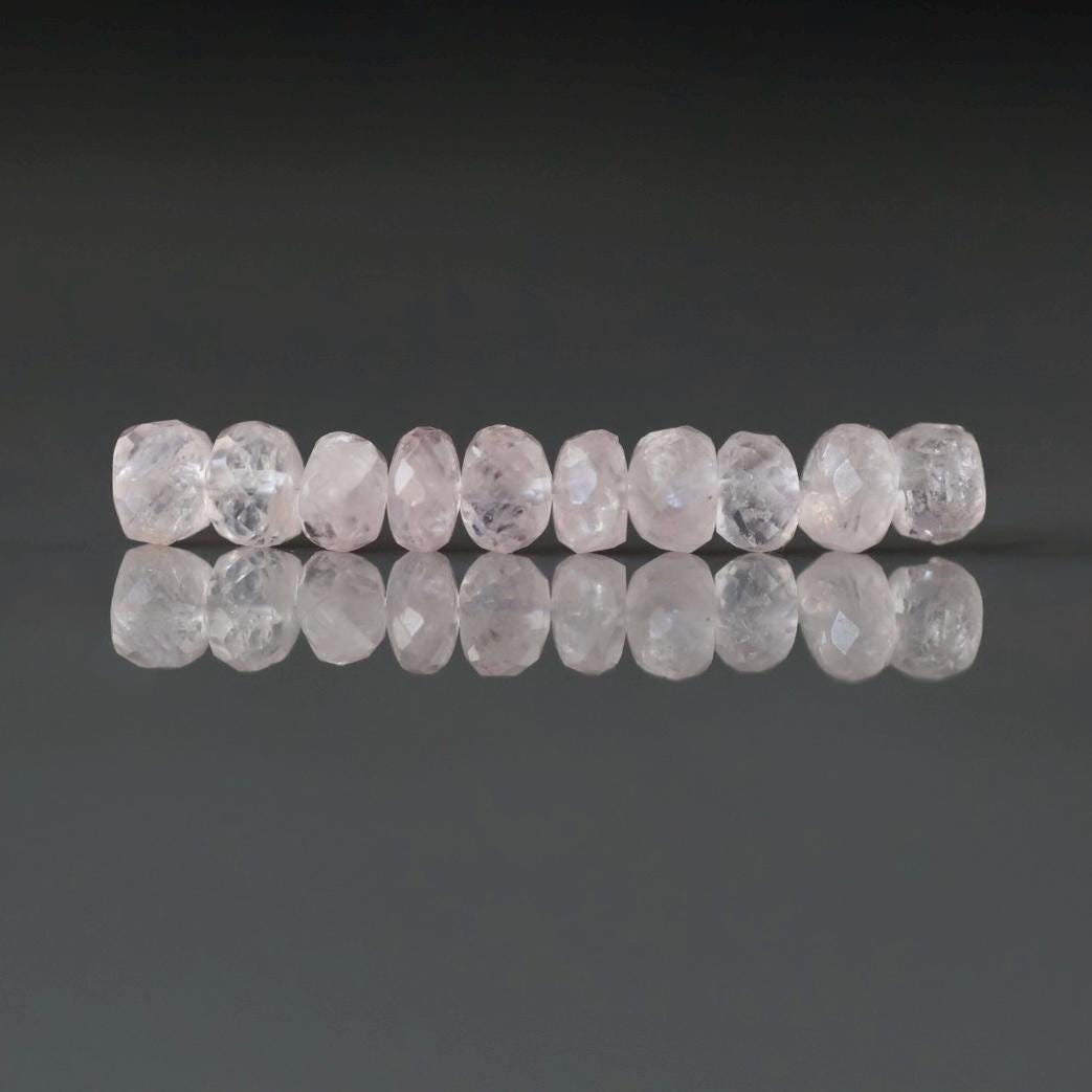 Morganite Faceted Rondelle Beads 5.5mm Natural Gemstone Beads 10 Pcs for DIY Earrings Necklace Jewelry Making Gift Bead