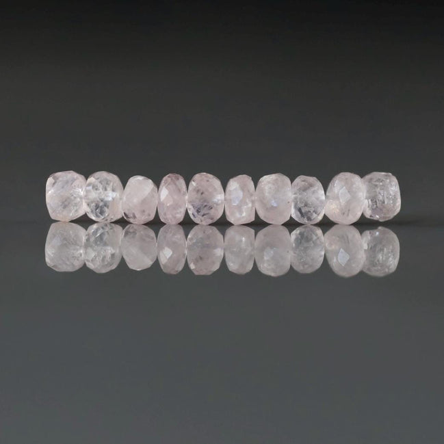 Morganite Faceted Rondelle Beads 5.5mm Natural Gemstone Beads 10 Pcs for DIY Earrings Necklace Jewelry Making Gift Bead