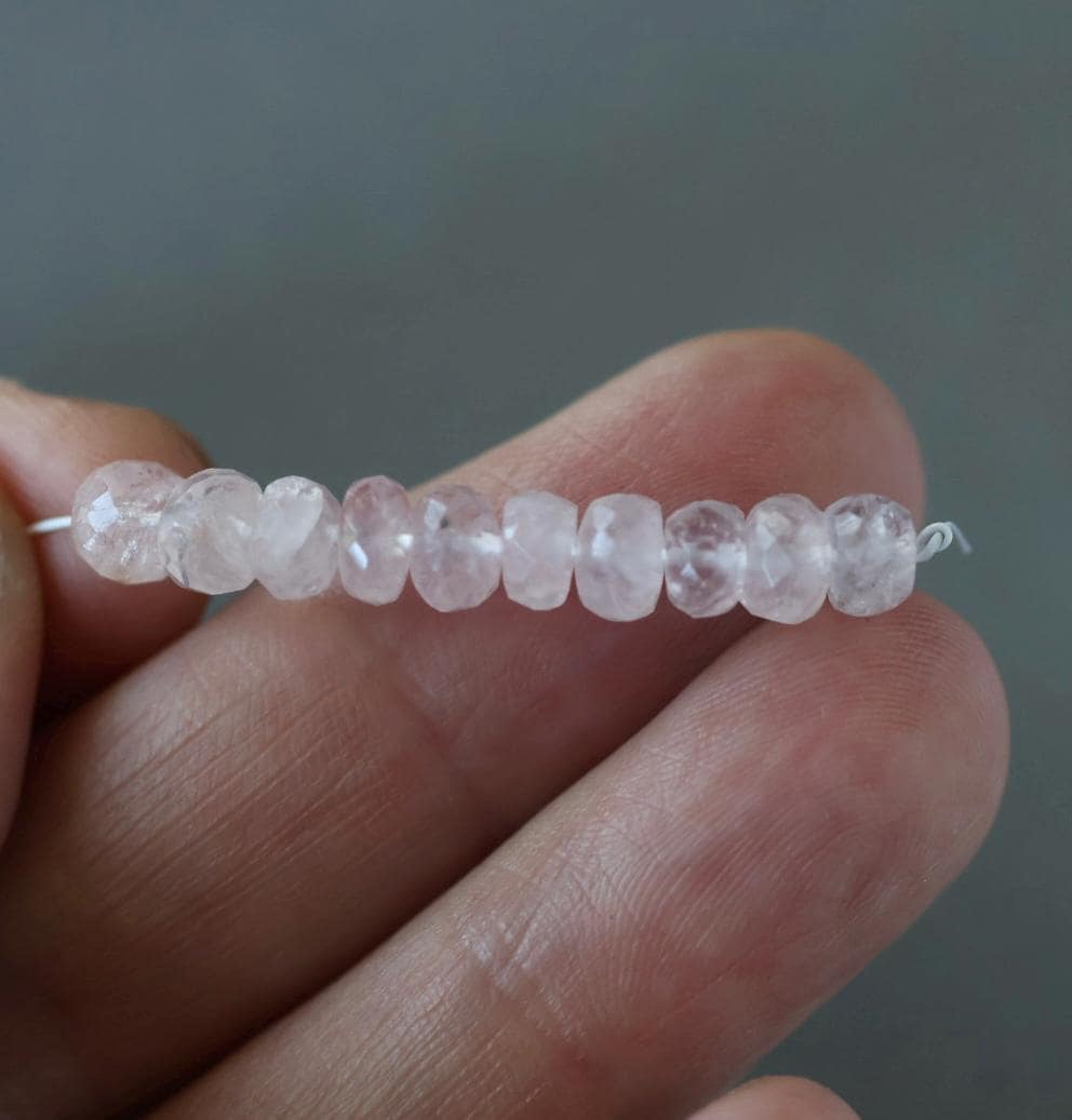 5.5mm Morganite Beads - Faceted Rondelle Natural Gemstone 10 Pcs