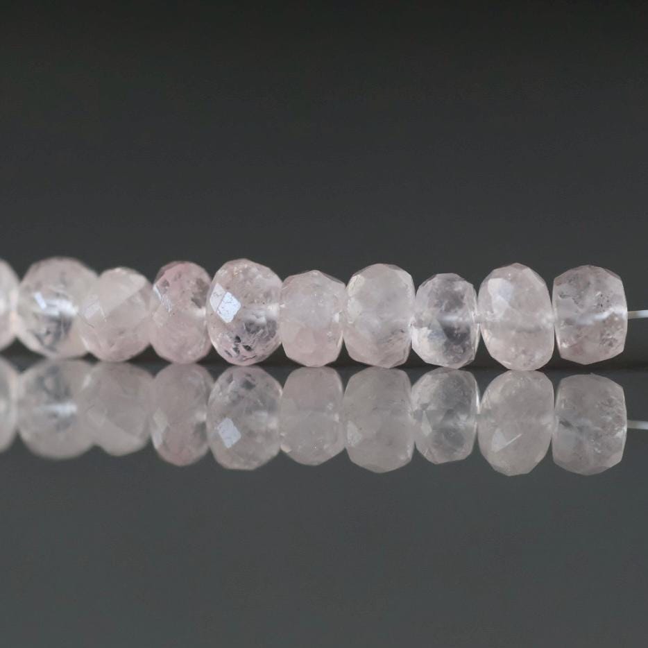 5.5mm Morganite Beads - Faceted Rondelle Natural Gemstone 10 Pcs