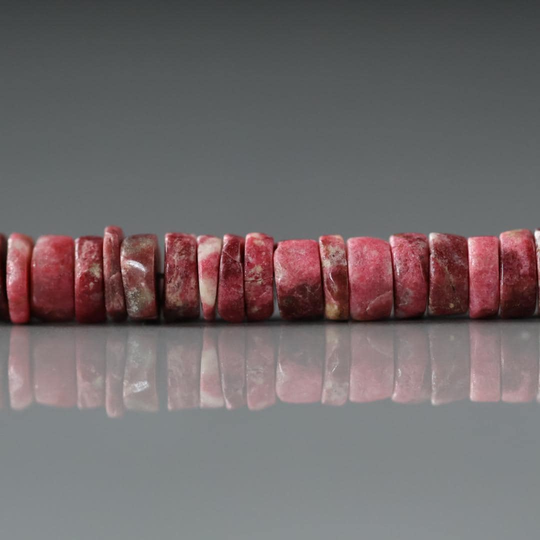 5.5mm AAA Norwegian Thulite Beads Heishe Pink Gemstone Beads Red Tyre Thulite Beads 3” Crafter Gift for Jewelry Making Beading
