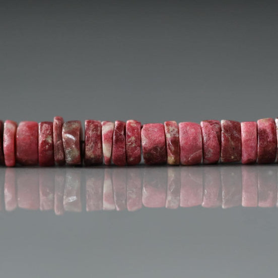 5.5mm AAA Norwegian Thulite Beads Heishe Pink Gemstone Beads Red Tyre Thulite Beads 3” Crafter Gift for Jewelry Making Beading
