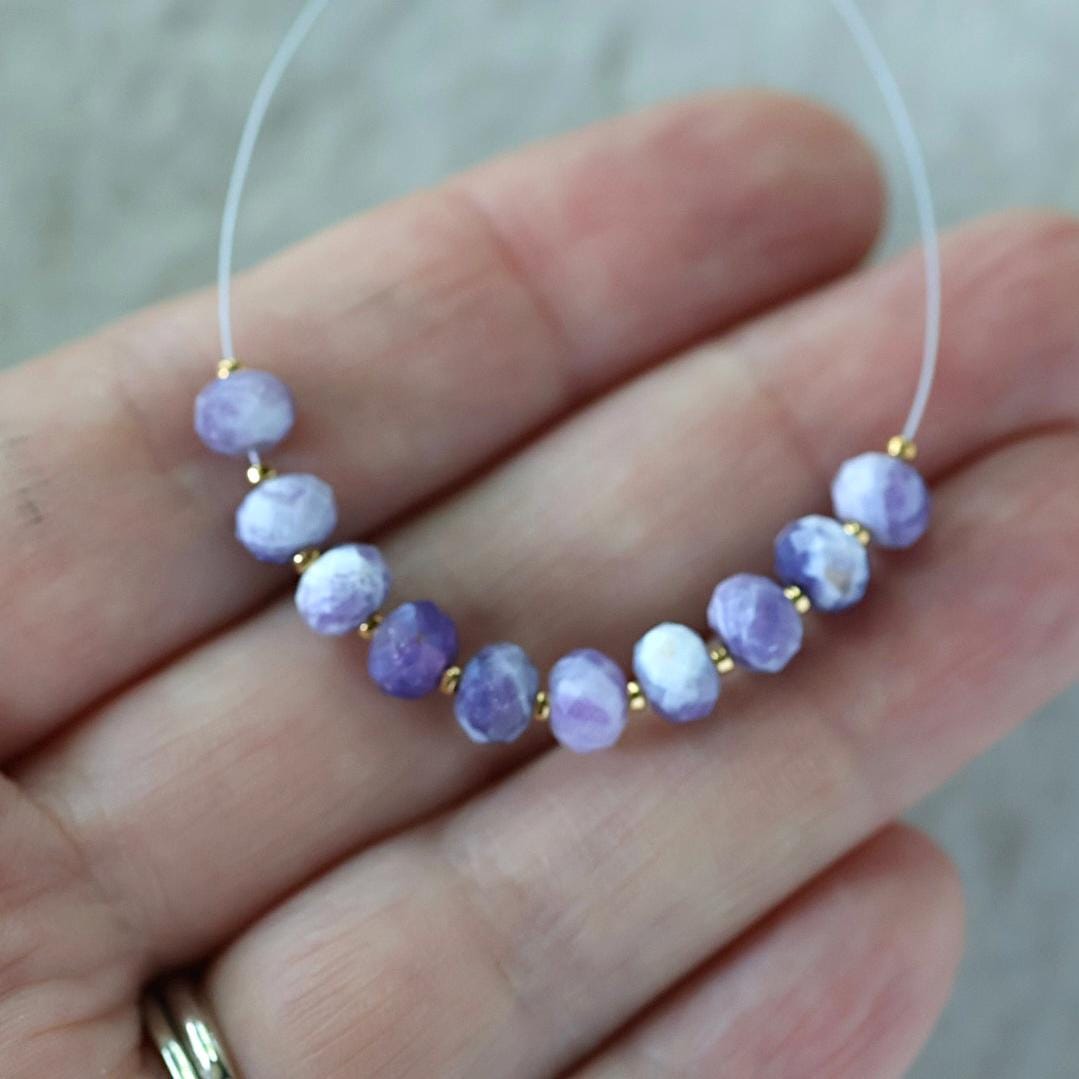 5.5mm Peruvian Purple Opal Beads Faceted Rondelle Natural Gemstone for DIY Jewelry Making Supplies