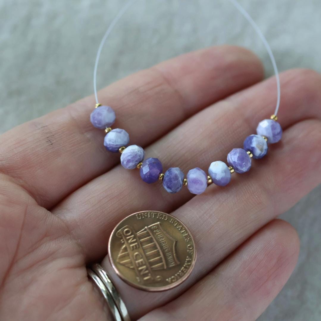 5.5mm Peruvian Purple Opal Beads Faceted Rondelle Natural Gemstone for DIY Jewelry Making Supplies