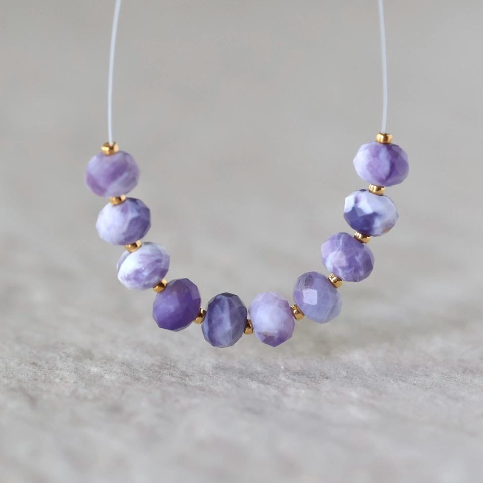 5.5mm Peruvian Purple Opal Beads Faceted Rondelle Natural Gemstone for DIY Jewelry Making Supplies