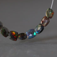 5-6mm Black Ethiopian Opal Square Beads Faceted Flat Natural Welo Opal Genuine Bead DIY Jewelry Making Craft Gift Beads October Birthstone