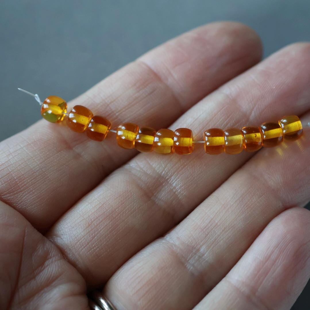 5mm 6mm Baltic Amber Beads Honey Amber Rondelle Beads Amber Golden Genuine Beads 12 Pcs