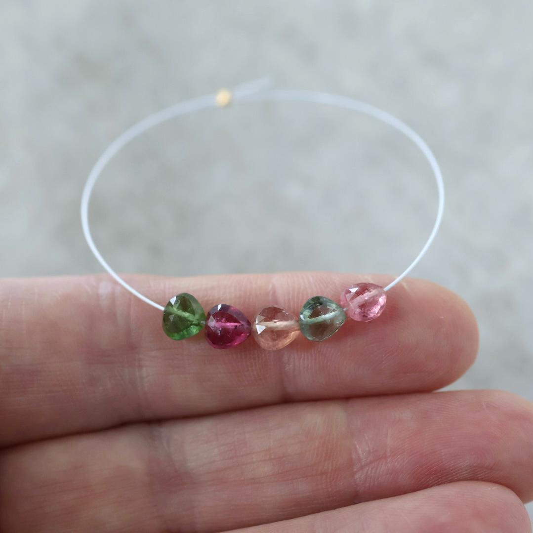 5-6mm Multi Color Tourmaline Heart Beads Faceted 4 PCs Natural Gemstone DIY Jewelry Making Supplies