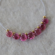 5-6mm Tiny Pink Tourmaline Briolette Beads Heart Drops Teardrops 7 PCs Natural Gemstone for DIY Jewelry Making Supplies Earrings