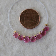 5-6mm Tiny Pink Tourmaline Briolette Beads Heart Drops Teardrops 7 PCs Natural Gemstone for DIY Jewelry Making Supplies Earrings