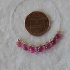 5-6mm Tiny Pink Tourmaline Briolette Beads Heart Drops Teardrops 7 PCs Natural Gemstone for DIY Jewelry Making Supplies Earrings