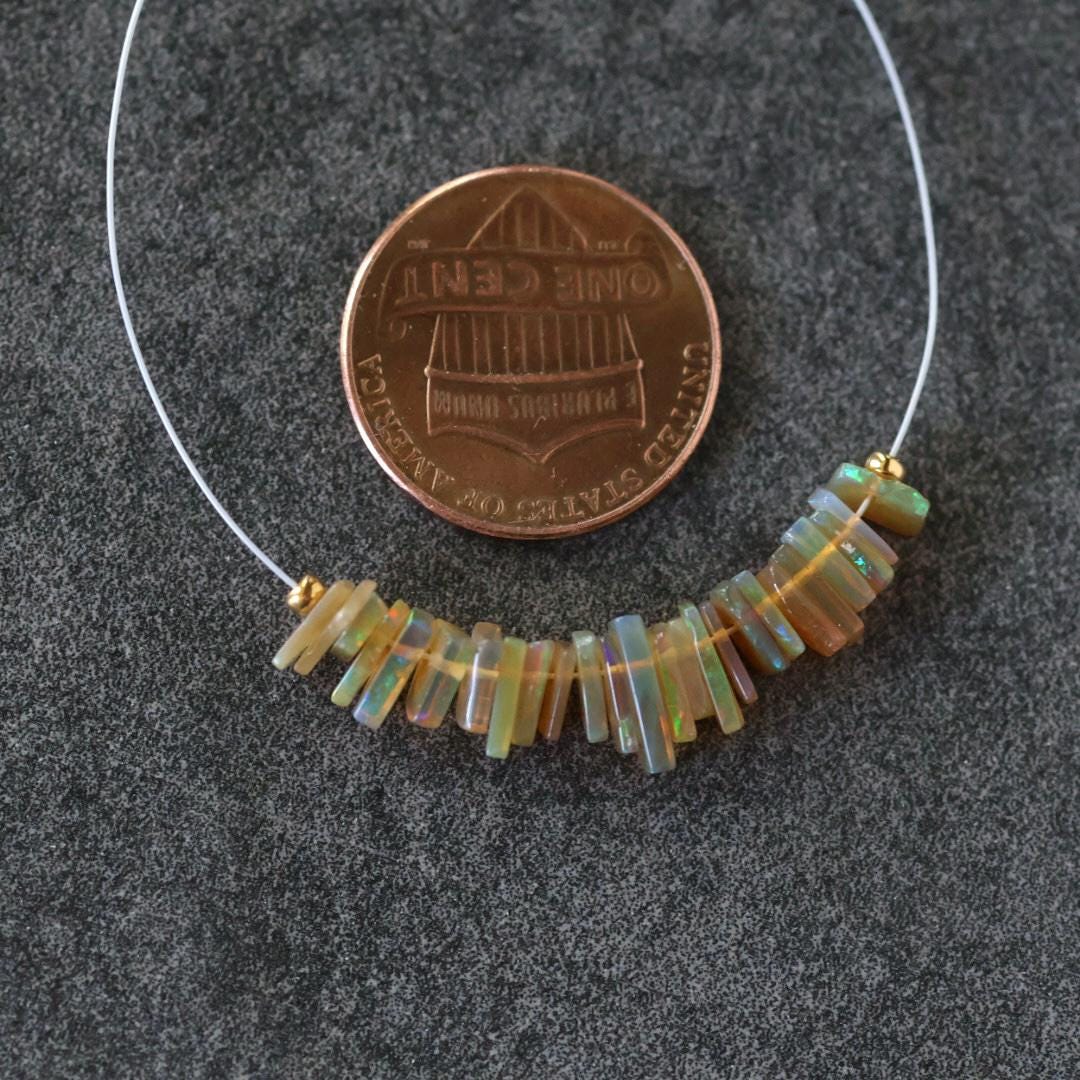 5-7mm AAA Ethiopian Disco Opal Chip Beads Natural Yellow Welo Opal Gemstones for DIY Jewelry Making