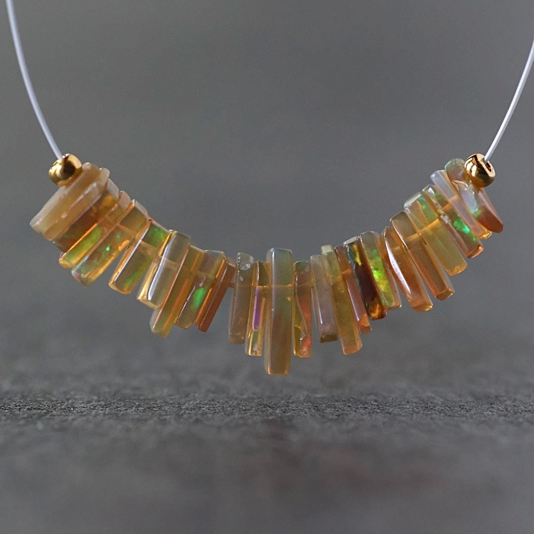 5-7mm AAA Ethiopian Disco Opal Chip Beads Natural Yellow Welo Opal Gemstones for DIY Jewelry Making