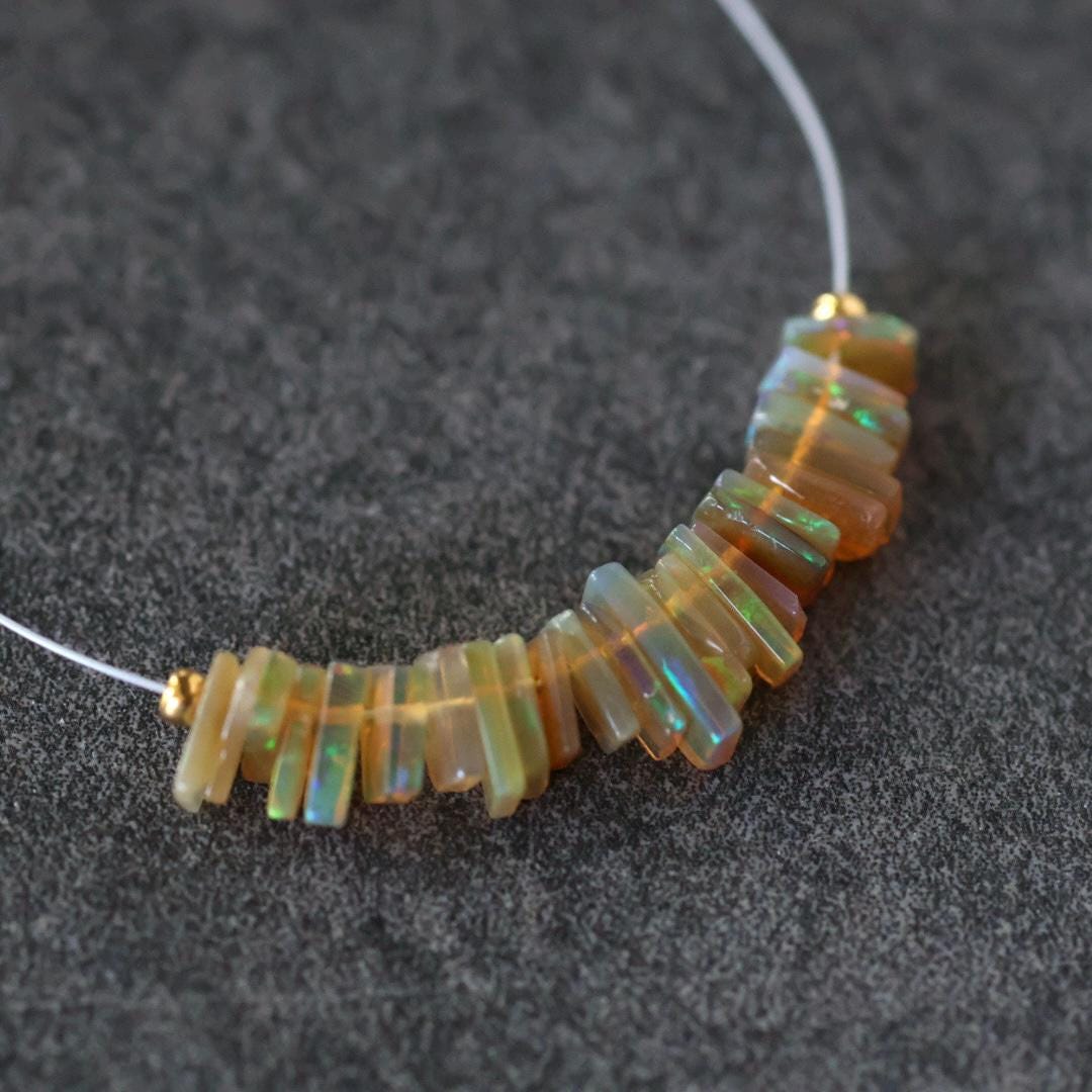 5-7mm AAA Ethiopian Disco Opal Chip Beads Natural Yellow Welo Opal Gemstones for DIY Jewelry Making