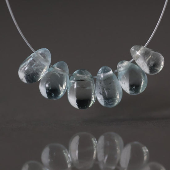 Tiny Natural Aquamarine Faceted Briolette Beads Tear Drops Pear 5-7mm 10Pcs Sparkly Gemstone Beads March Birthstone DIY Jewelry