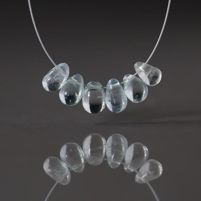 Tiny Natural Aquamarine Faceted Briolette Beads Tear Drops Pear 5-7mm 10Pcs Sparkly Gemstone Beads March Birthstone DIY Jewelry