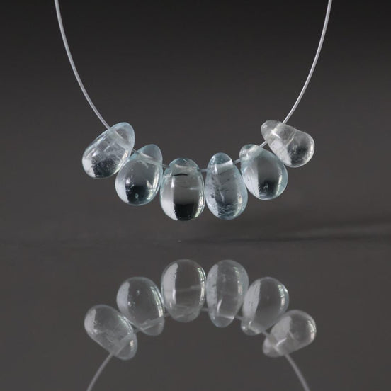 Tiny Natural Aquamarine Faceted Briolette Beads Tear Drops Pear 5-7mm 10Pcs Sparkly Gemstone Beads March Birthstone DIY Jewelry