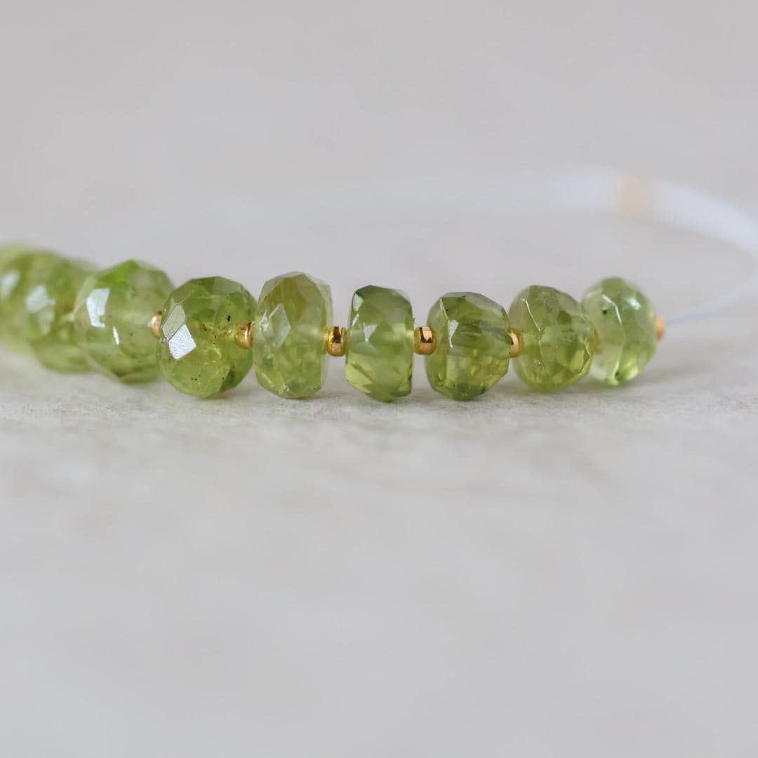 5mm 7mm AAA Peridot Rondelle Beads Faceted 10 Pcs Natural Green Gemstone for DIY Jewelry Making