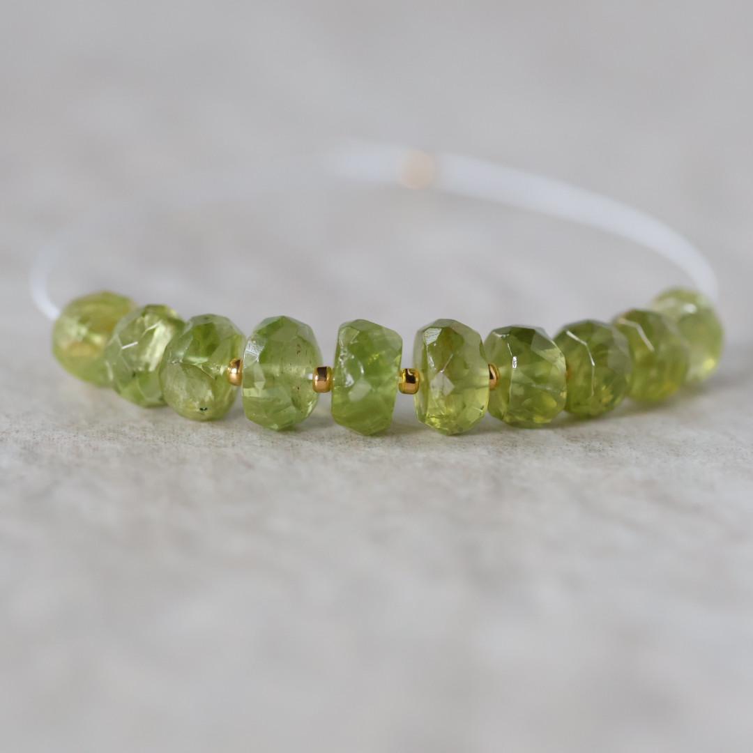 5mm 7mm AAA Peridot Rondelle Beads Faceted 10 Pcs Natural Green Gemstone for DIY Jewelry Making
