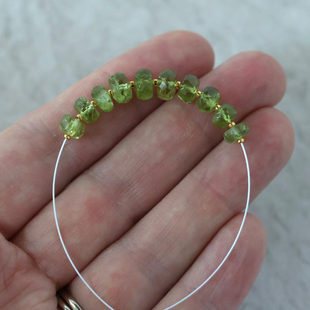 5mm 7mm AAA Peridot Rondelle Beads Faceted 10 Pcs Natural Green Gemstone for DIY Jewelry Making