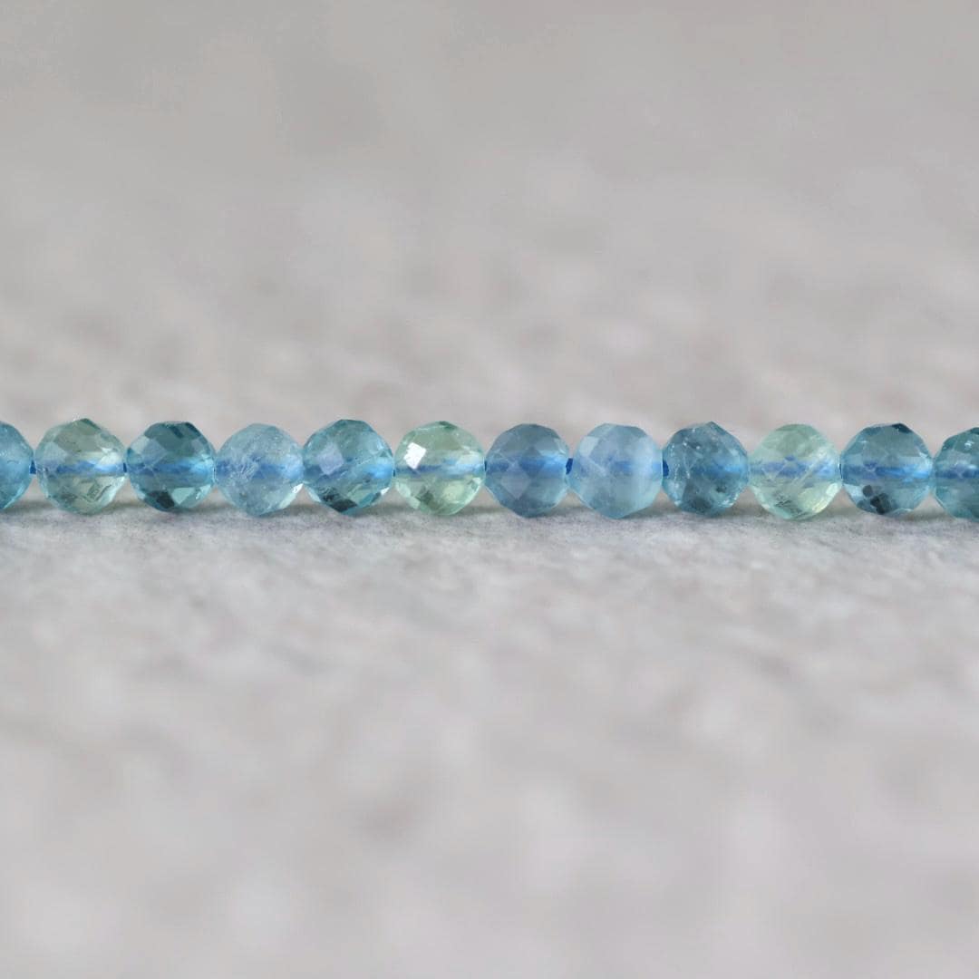5mm AAA Blue Green Fluorite Faceted Beads Round 15" Natural Rare Gemstone for DIY Jewelry Making Supplies