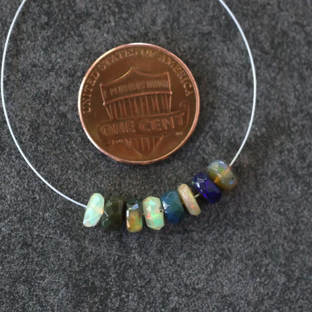 5mm AAA Ethiopian Disco Opal Beads Faceted Rondelle Natural Welo Opal Gemstone For DIY Jewelry Making Supplies