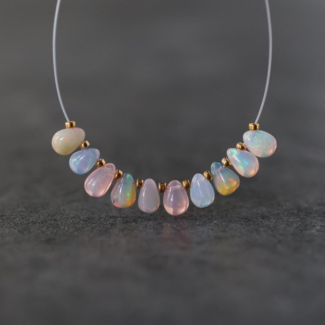 5mm AAA Ethiopian Pastel Opal Drop Beads Teardrops Natural Disco Welo Opal Briolette For DIY Jewelry Making Earrings