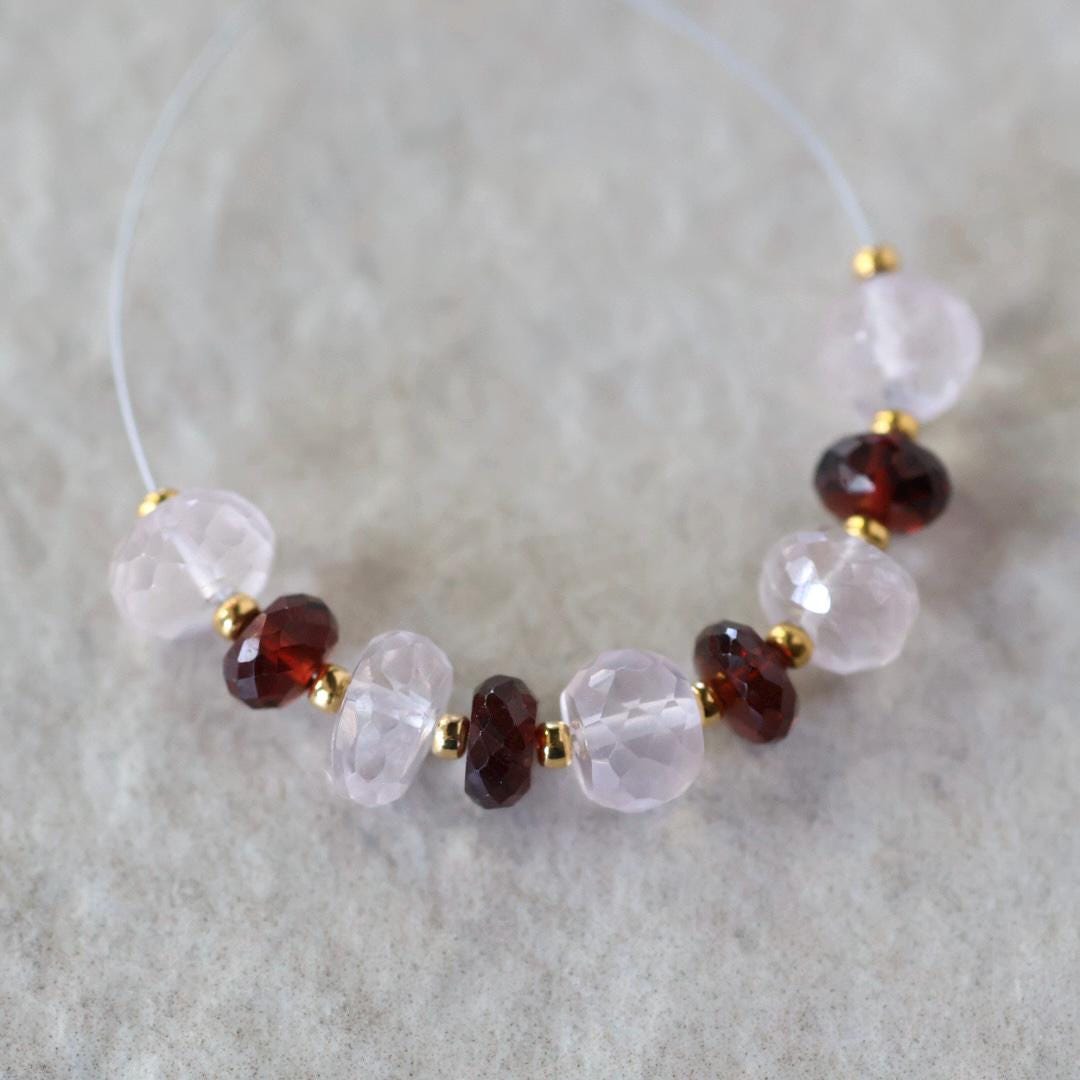 5mm AAA Mozambique Garnet Beads Faceted Rondelle Brazilian Rose Quartz 7mm Natural Gemstone for DIY Jewelry Making