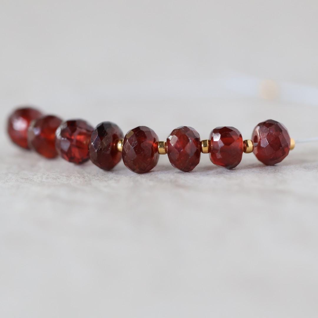 5mm AAA Mozambique Garnet Rondelle Beads Faceted 10 Pcs Natural Gemstone for DIY Jewelry Making Earrings Necklace