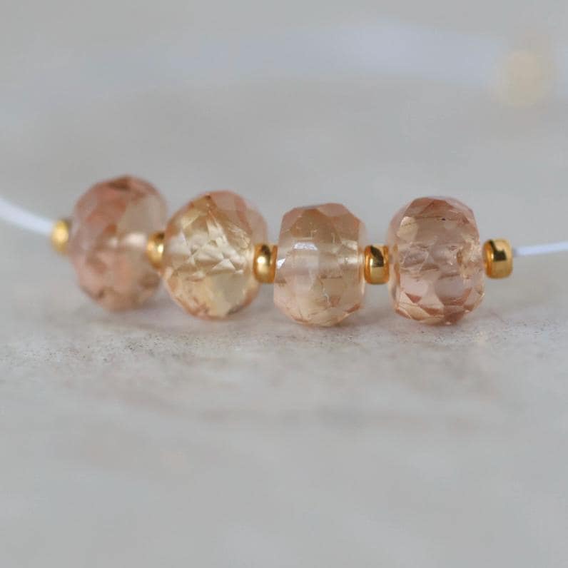 5mm AAA Peach Pink Imperial Topaz Rondelle Beads Faceted Unheated Superb Topaz 4 Pcs Natural Gemstone for Jewelry Making Earrings