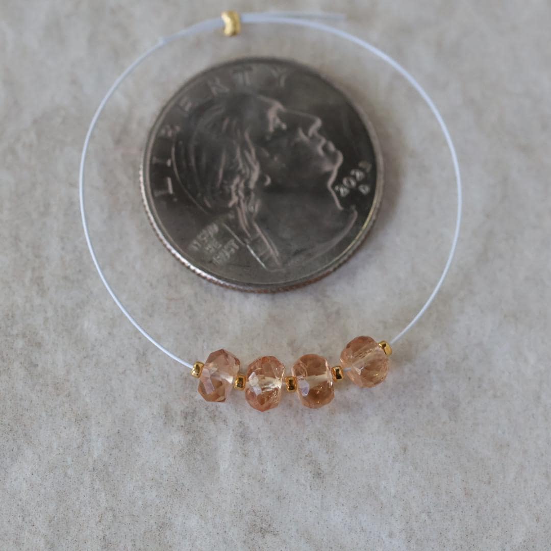 5mm AAA Peach Pink Imperial Topaz Rondelle Beads Faceted Unheated Superb Topaz 4 Pcs Natural Gemstone for Jewelry Making Earrings