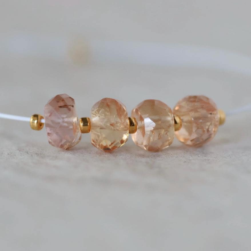 5mm AAA Peach Pink Imperial Topaz Rondelle Beads Faceted Unheated Superb Topaz 4 Pcs Natural Gemstone for Jewelry Making Earrings
