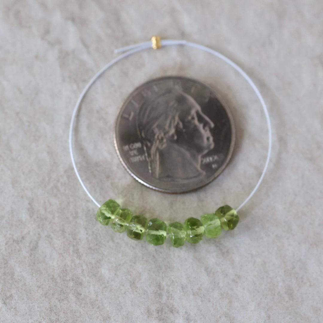 5mm AAA Peridot Rondelle Beads Faceted 1” Natural Green Gemstone for DIY Jewelry Making