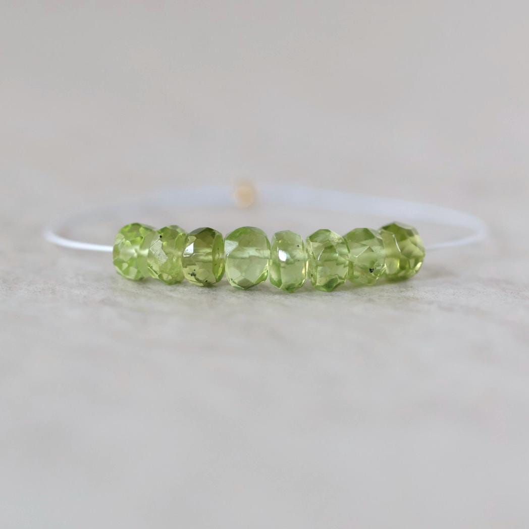 5mm AAA Peridot Rondelle Beads Faceted 1” Natural Green Gemstone for DIY Jewelry Making
