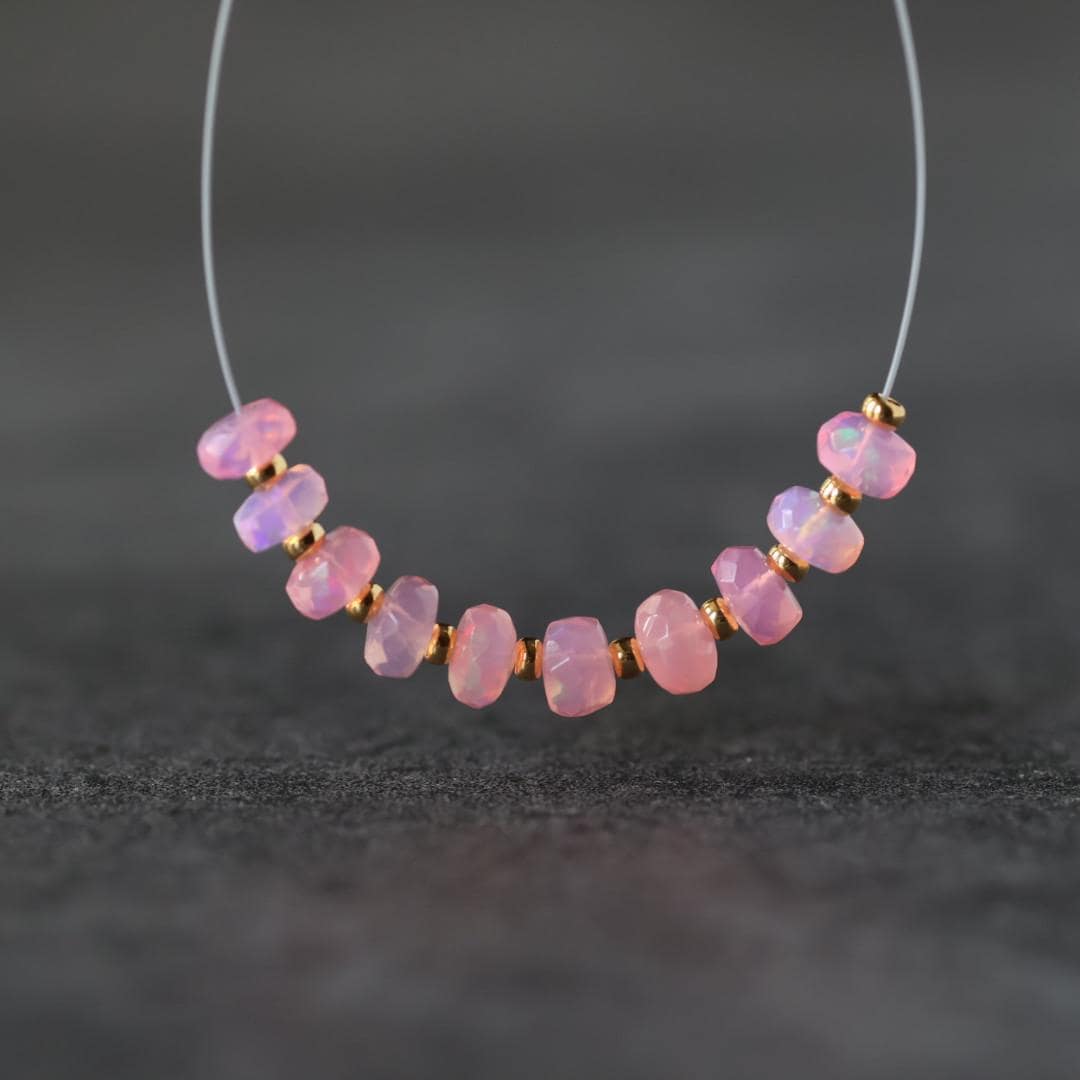 5mm AAA Pink Ethiopian Opal Rondelle Beads Faceted Natural Welo Opal Genuine Bead For DIY Jewelry Making Supplies October Birthstone