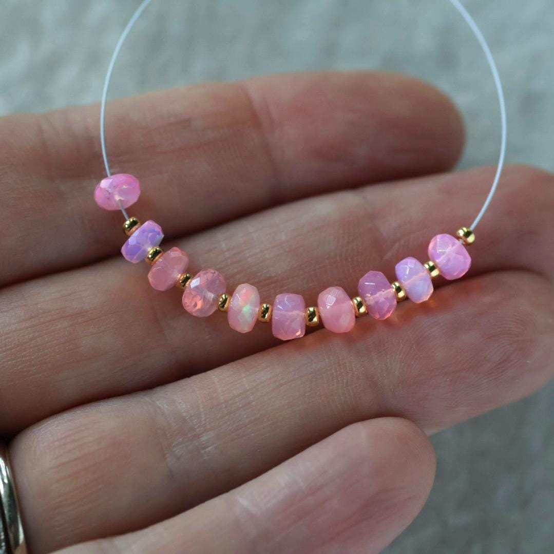 5mm AAA Pink Ethiopian Opal Rondelle Beads Faceted Natural Welo Opal Genuine Bead For DIY Jewelry Making Supplies October Birthstone