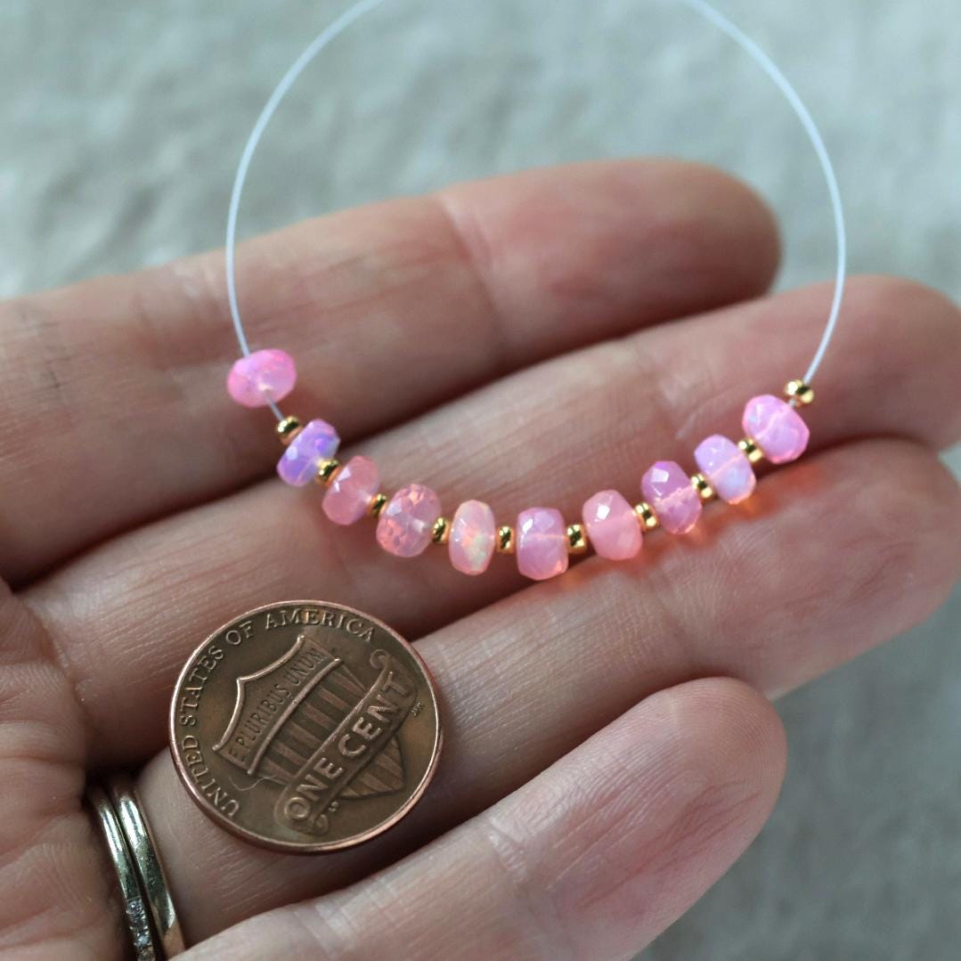 5mm AAA Pink Ethiopian Opal Rondelle Beads Faceted Natural Welo Opal Genuine Bead For DIY Jewelry Making Supplies October Birthstone