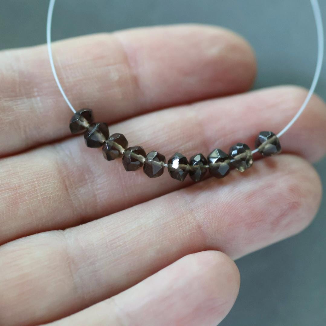 5mm AAA Smoky Quartz Beads Mini Nuggets Faceted Genuine Beads 10 PCs Transparent Brown Gemstone Beads Beading Crafter Gift