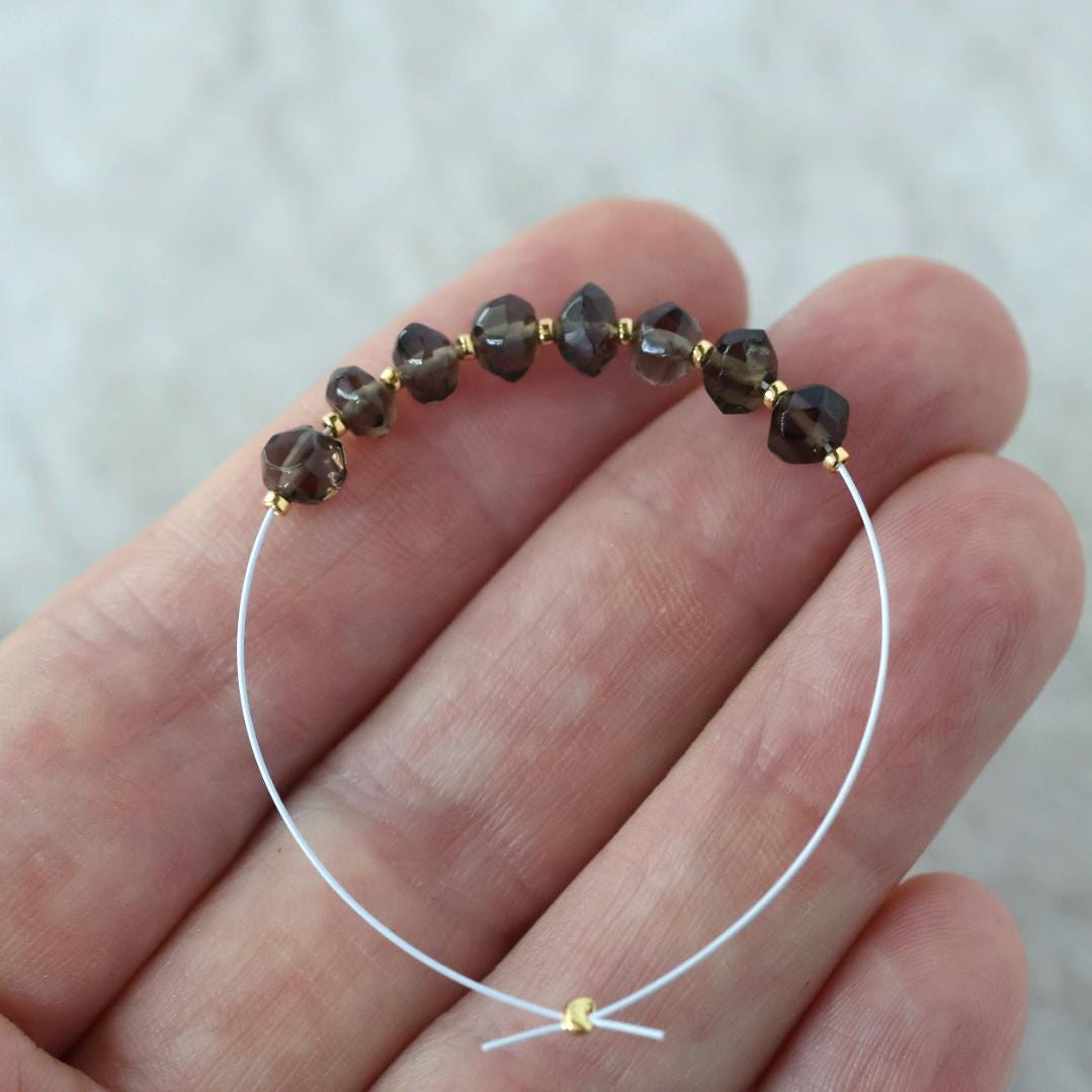 5mm AAA Smoky Quartz Nugget Beads Hand Faceted 8 PCs Natural Brown Gemstone for DIY Jewelry Making