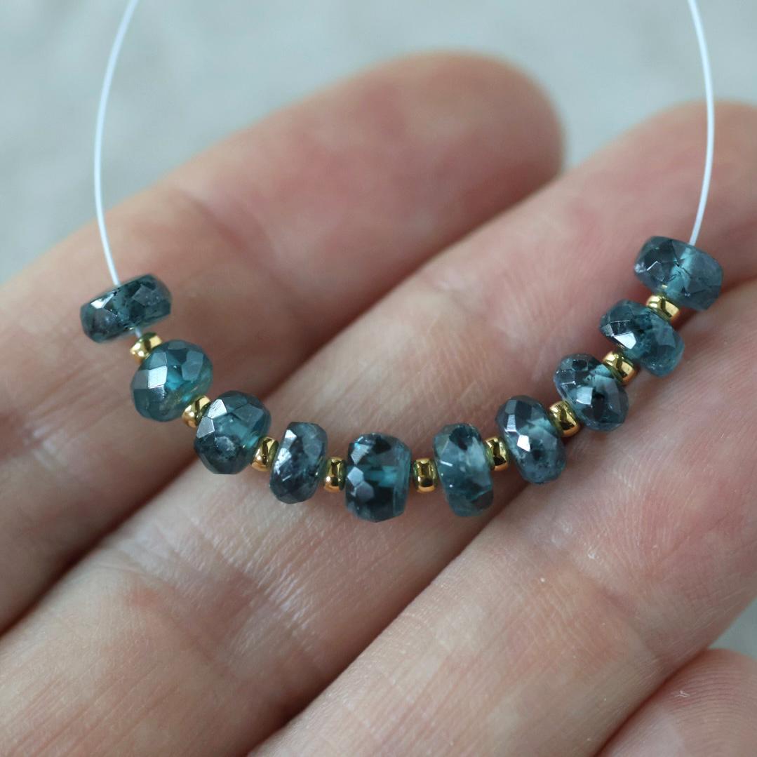 5mm Teal Kyanite Beads - Faceted Rondelle Natural Gemstone 16 Pcs