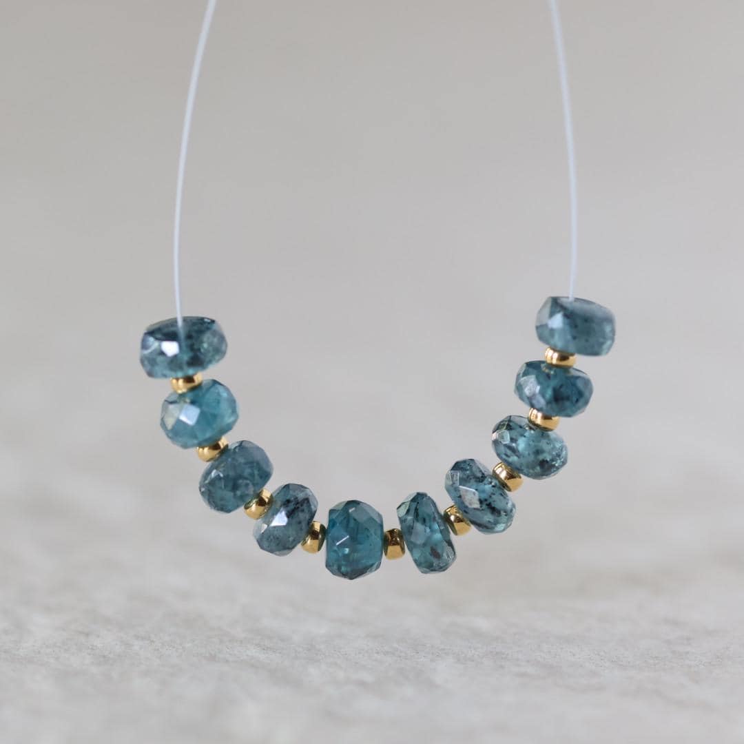5mm Teal Kyanite Beads - Faceted Rondelle Natural Gemstone 16 Pcs