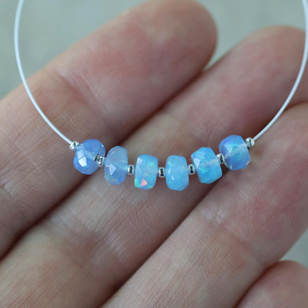 5mm AAA Violet Blue Ethiopian Opal Beads Faceted Rondelle Natural Welo Opal Gemstones For DIY Jewelry Making