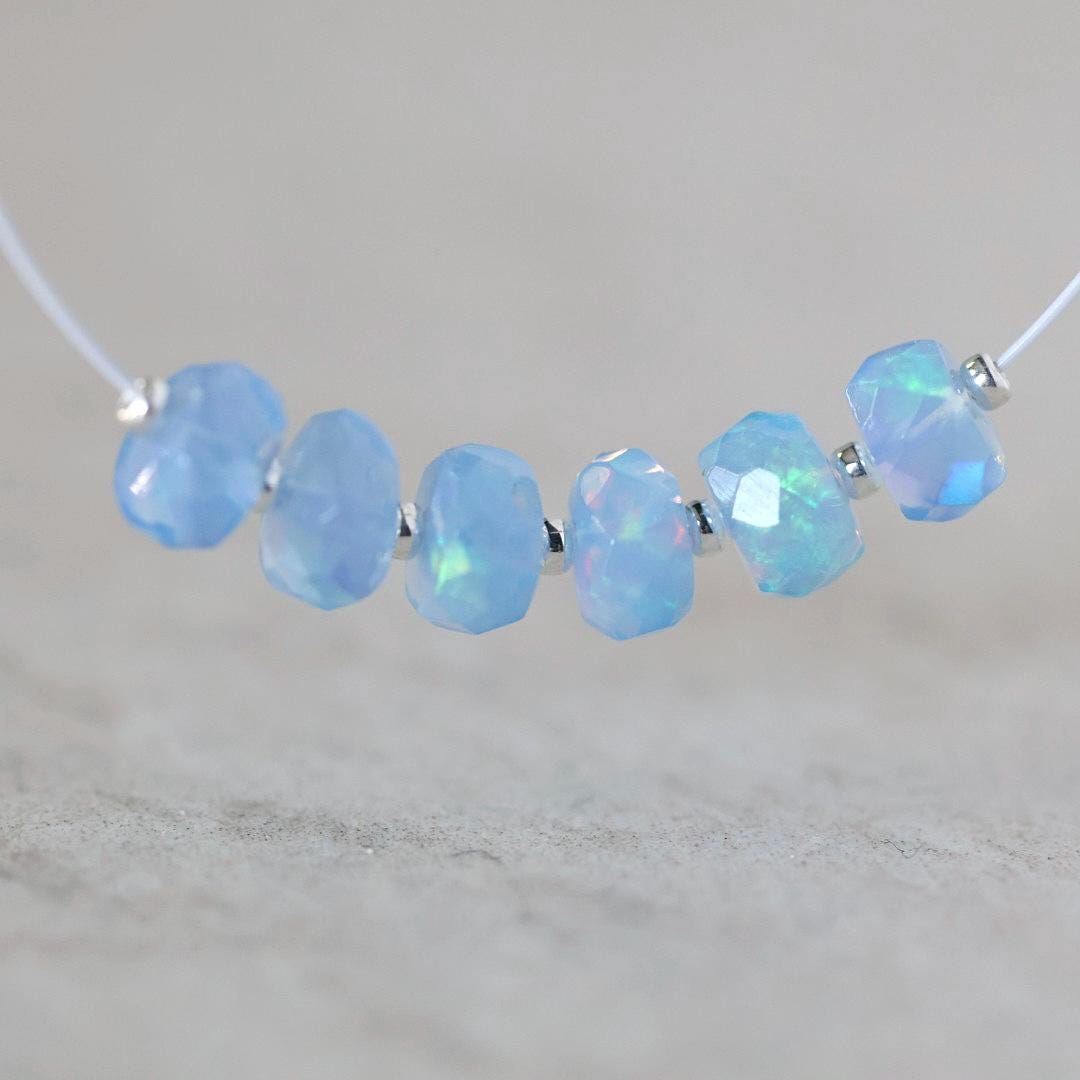 5mm AAA Violet Blue Ethiopian Opal Beads Faceted Rondelle Natural Welo Opal Gemstones For DIY Jewelry Making